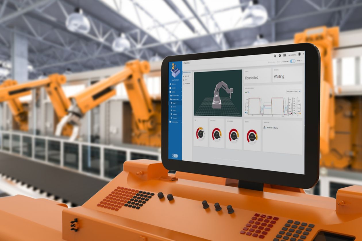 An IoT digital twin is a digital representation of a real-world entity—in this case, a robotic system used in manufacturing. 